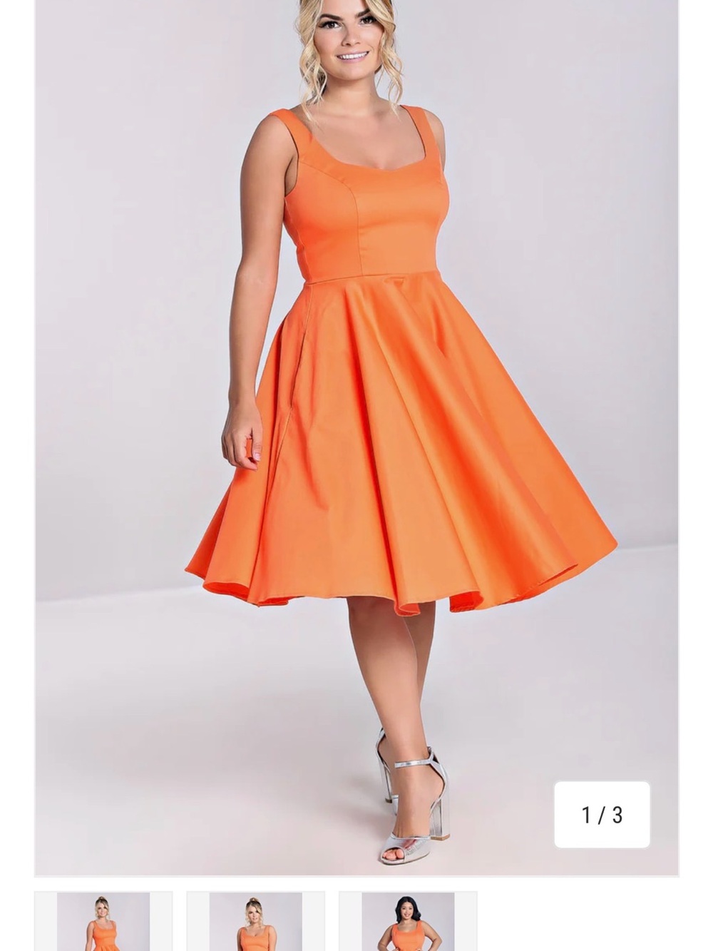 Pinup swing dress cotton-blend Fit & Flare Orange